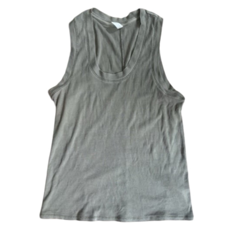 Free People U-Neck Ribbed Tank Top in Army Dust NWOT - Picture 3 of 4